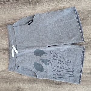 RARE! Flag Nor Fail Under 100 Skull Work Graffiti Print Sweatshorts XS Grey